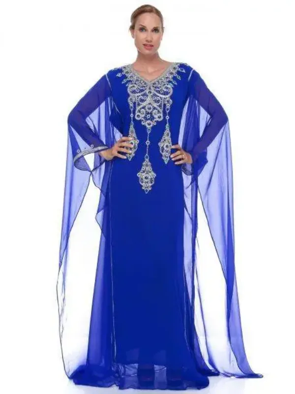 Picture of Yellow Georgette Kaftan Dress for Women - Look 12738