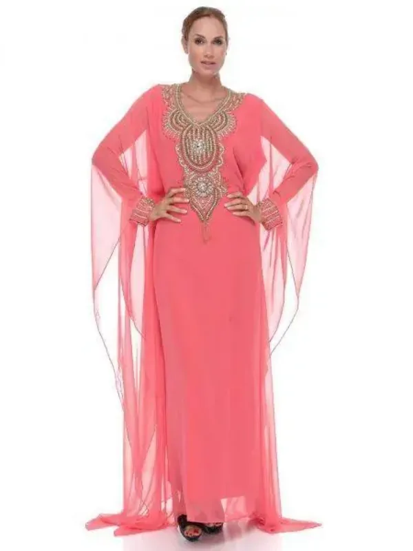 Picture of Purple Georgette Kaftan Dress for Women - Look 12746