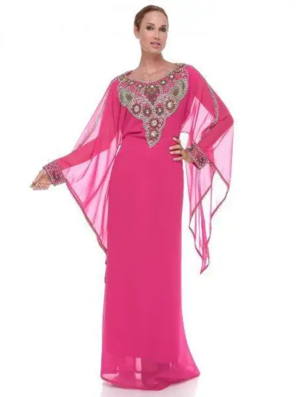 Picture of Black Georgette Kaftan Dress for Women - Look 12755