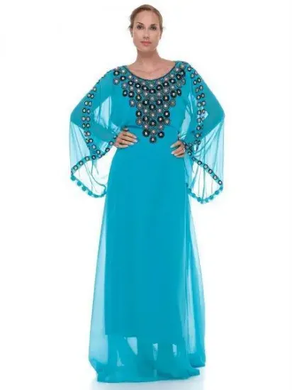 Picture of hijab in long,moroccan kaftan dress 2024,abaya,jilbab,