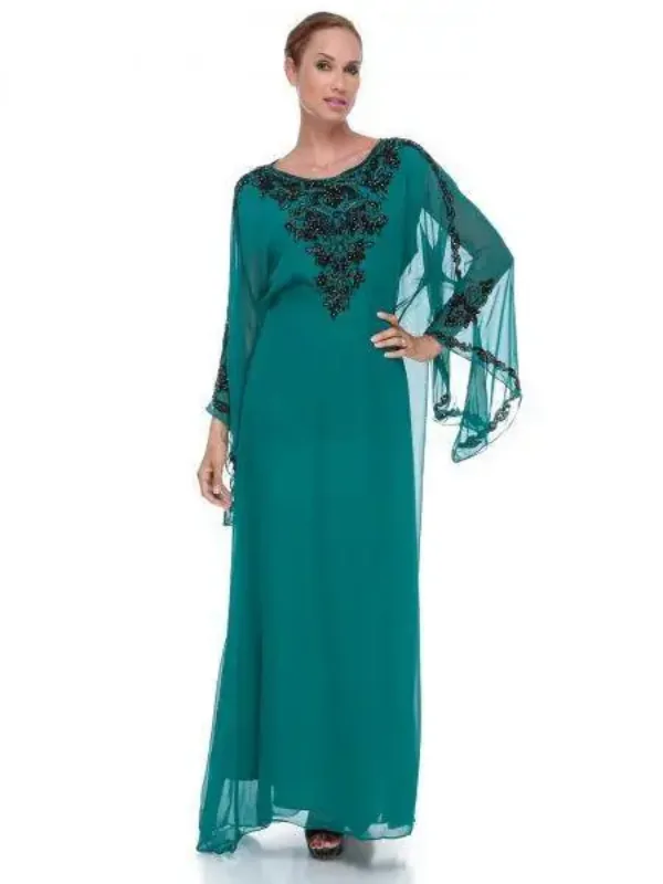Picture of White Georgette Kaftan Dress for Women - Look 12759