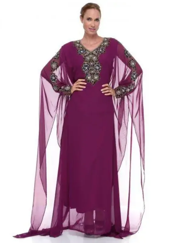 Picture of Blue Georgette Kaftan Dress for Women - Look 12766