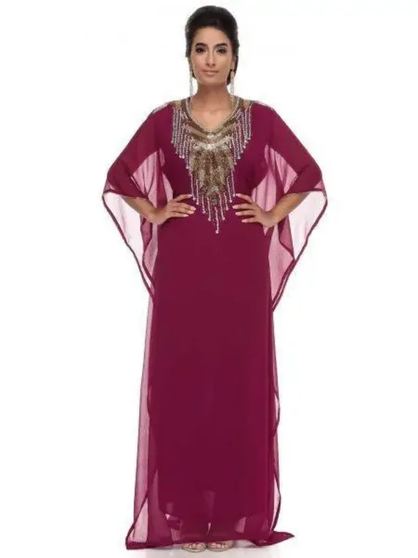 Picture of Pink Cotton Kaftan Dress for Women - Look 12767