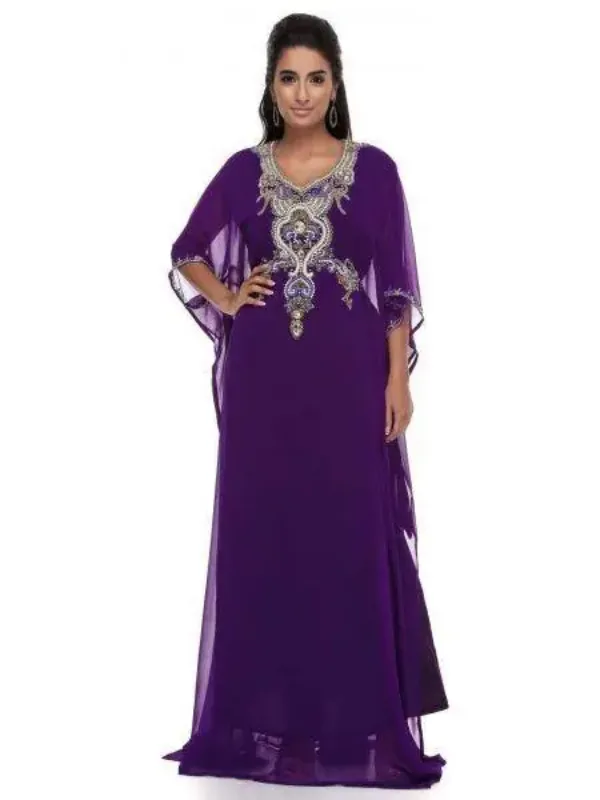 Picture of Black Georgette Kaftan Dress for Women - Look 12776