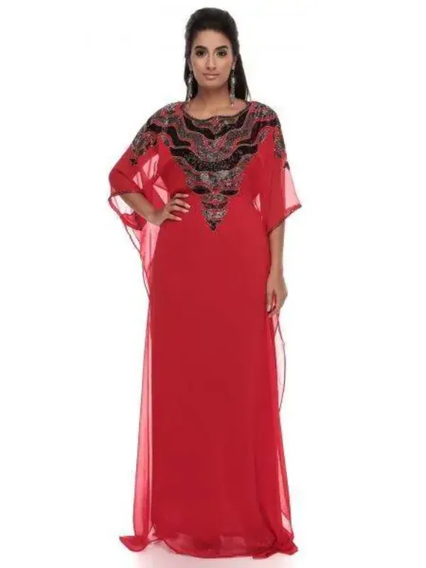 Picture of Yellow Georgette Kaftan Dress for Women - Look 12782