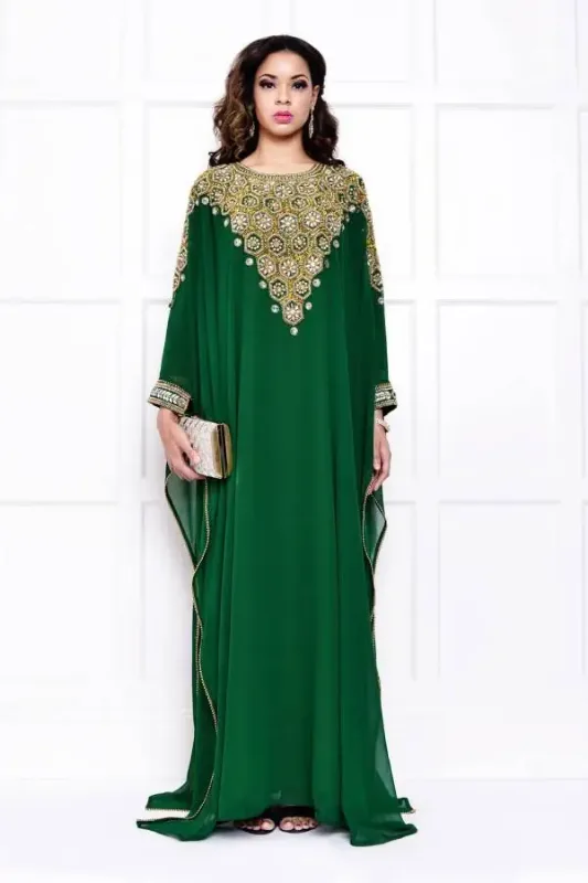 Picture of White Georgette Kaftan Dress for Women - Look 12787