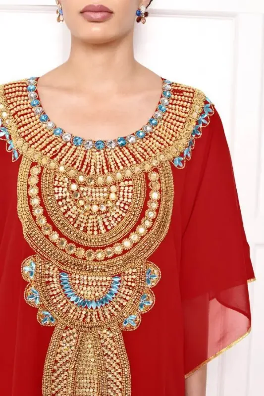 Picture of White Georgette Kaftan Dress for Women - Look 12789