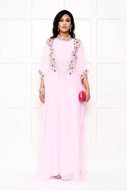 Picture of Black Georgette Kaftan Dress for Women - Look 12791