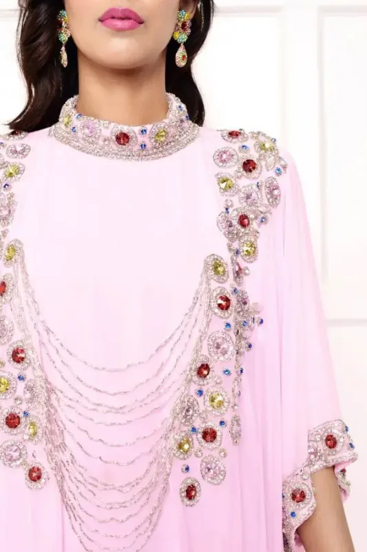 Picture of Purple Georgette Kaftan Dress for Women - Look 12794
