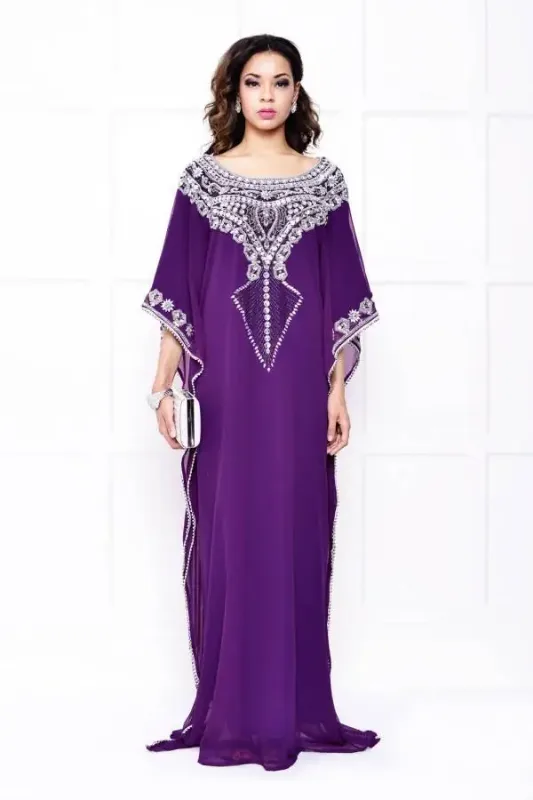 Picture of White Georgette Kaftan Dress for Women - Look 12796
