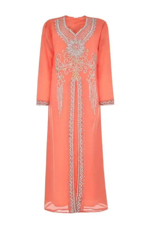 Picture of Pink Cotton Kaftan Dress for Women - Look 12806