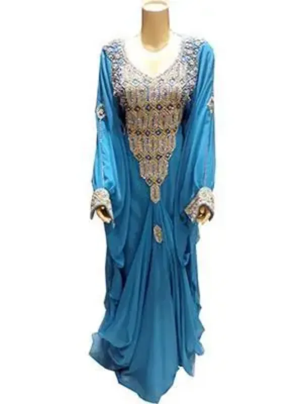 Picture of Blue Georgette Kaftan Dress for Women - Look 12812