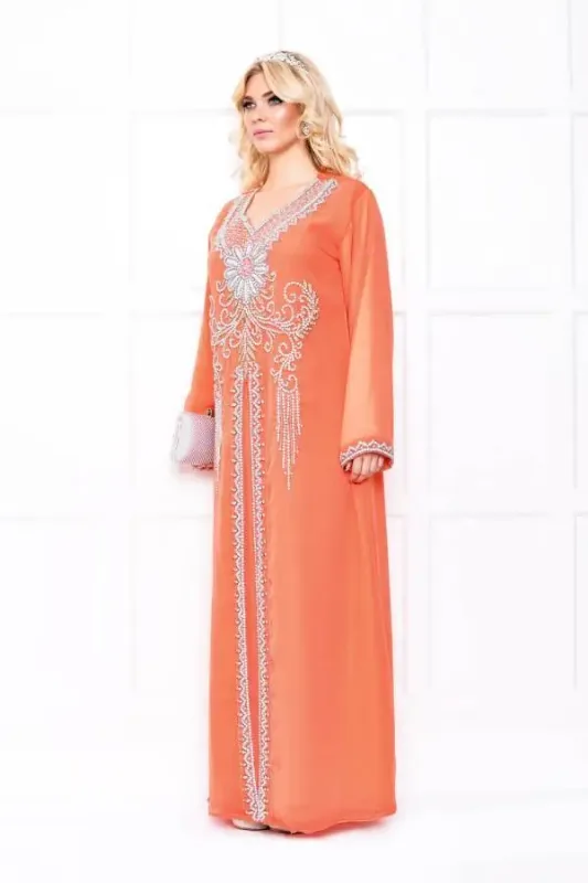 Picture of White Georgette Kaftan Dress for Women - Look 12817