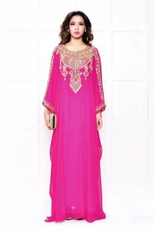 Picture of White Georgette Kaftan Dress for Women - Look 12818