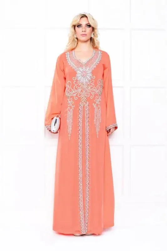 Picture of Black Georgette Kaftan Dress for Women - Look 12821