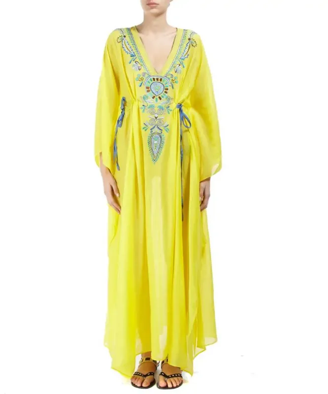 Picture of Pink Cotton Kaftan Dress for Women - Look 12824