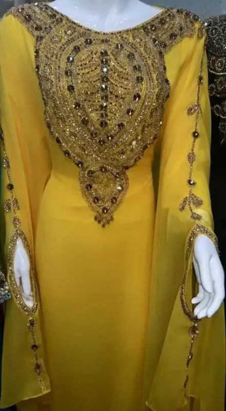 Picture of White Georgette Kaftan Dress for Women - Look 12830