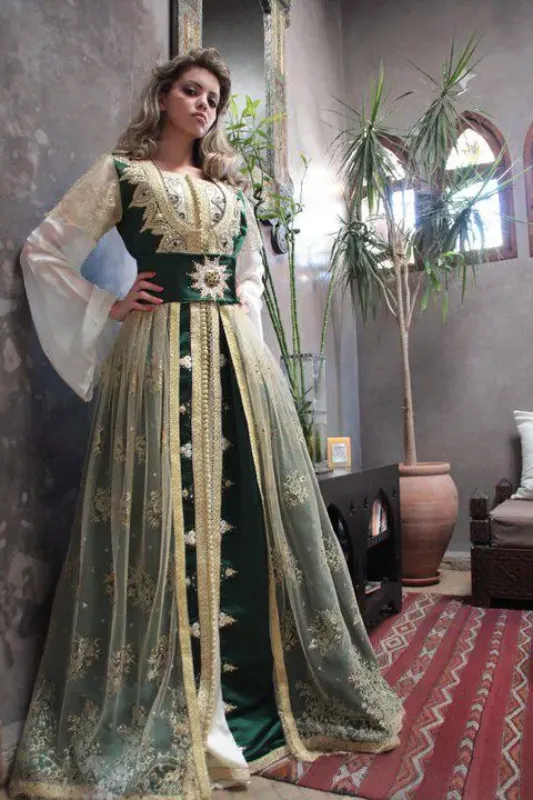 Picture of White Georgette Kaftan Dress for Women - Look 12861