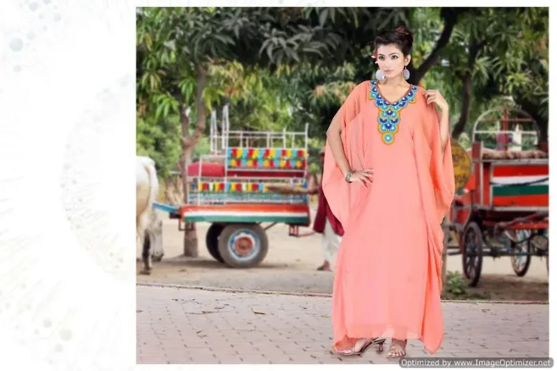Picture of Radhe Designer Yellow Georgette Kaftan Dress for Women - F7430