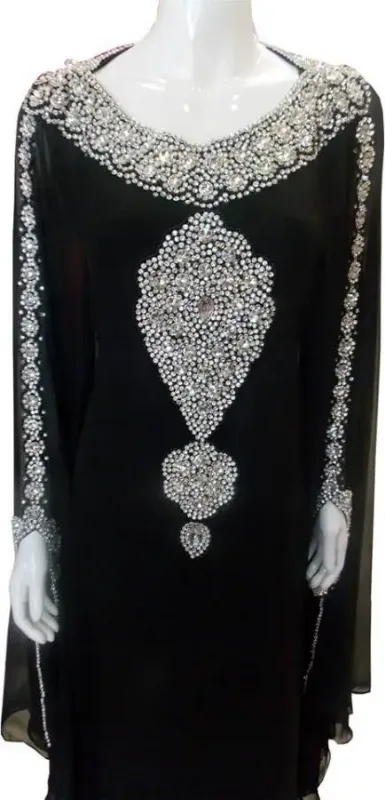 Picture of Radhe Designer White Georgette Kaftan Dress for Women - F7438
