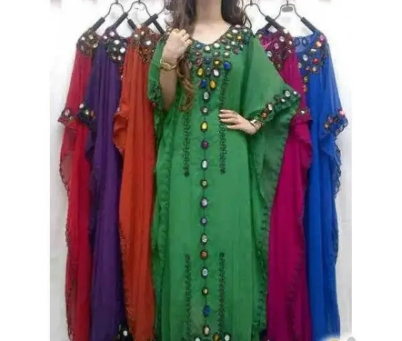 Picture of White Georgette Kaftan Dress for Women - Look 12890