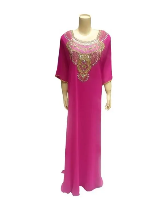Picture of Radhe Designer Pink Cotton Kaftan Dress for Women - F7060