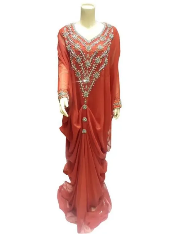 Picture of Radhe Designer White Georgette Kaftan Dress for Women - F7336