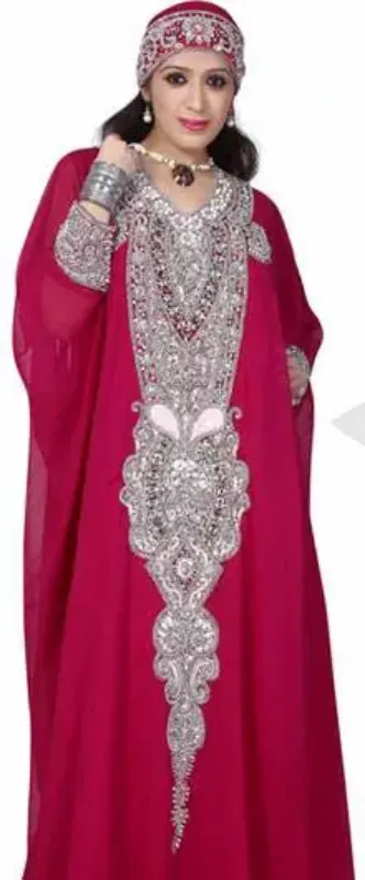 Picture of Radhe Designer White Georgette Kaftan Dress for Women - F7013