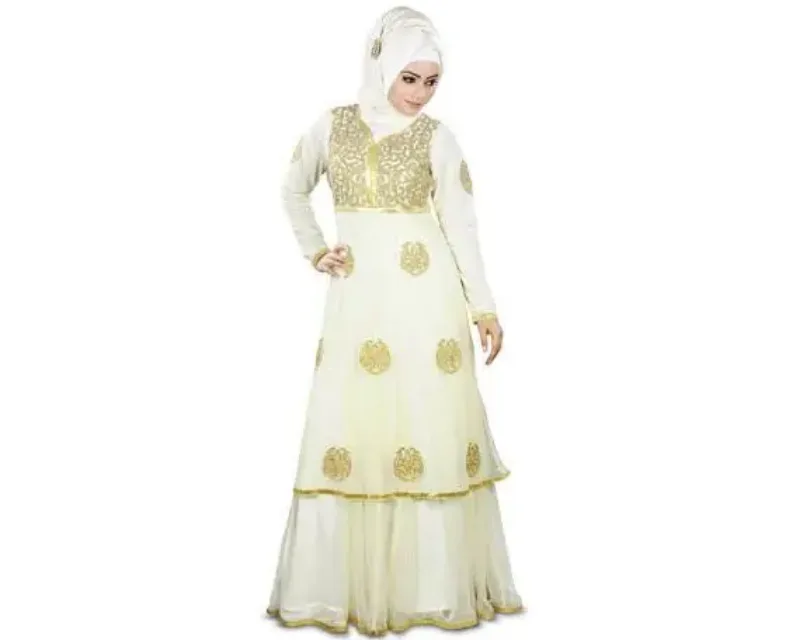 Picture of Radhe Designer White Georgette Kaftan Dress for Women - F7007