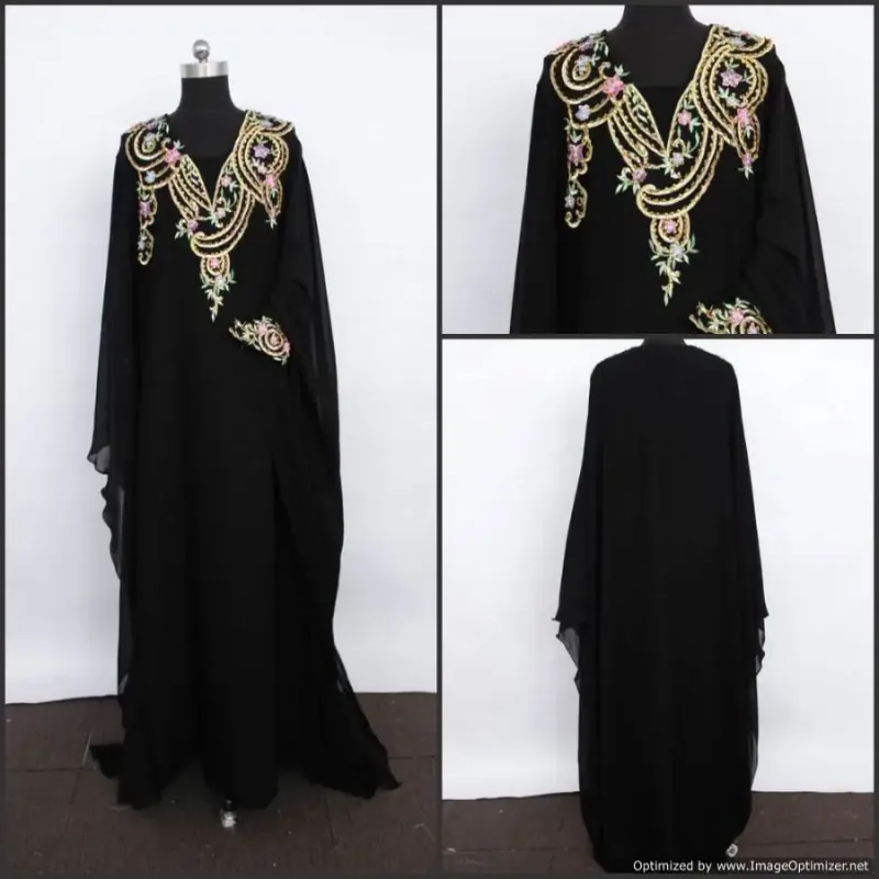 Picture of Radhe Designer Black Georgette Kaftan Dress for Women - F7025
