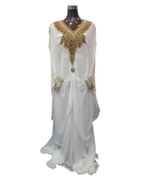 Picture of Radhe Designer White Georgette Kaftan Dress for Women - F7041