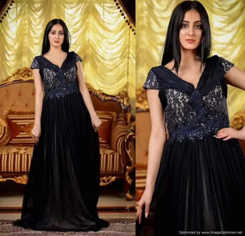 Picture of Radhe Designer Black Georgette Kaftan Dress for Women - F7055