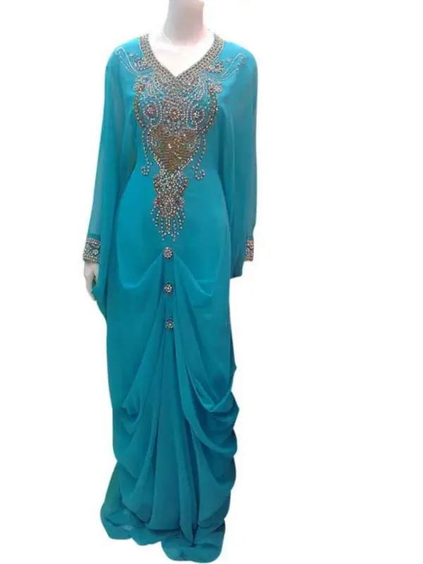 Picture of Radhe Designer White Georgette Kaftan Dress for Women - F7058