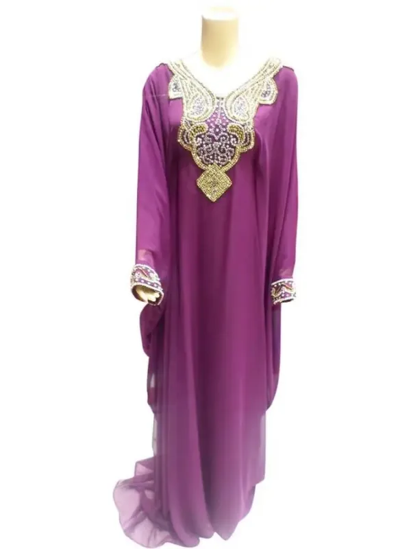 Picture of Radhe Designer Purple Georgette Kaftan Dress for Women - F7063