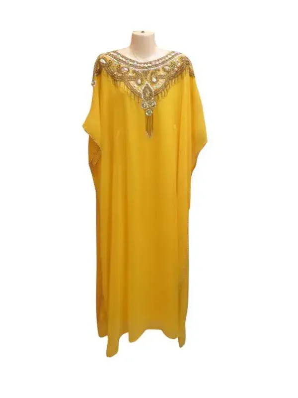 Picture of Radhe Designer Yellow Georgette Kaftan Dress for Women - F7073