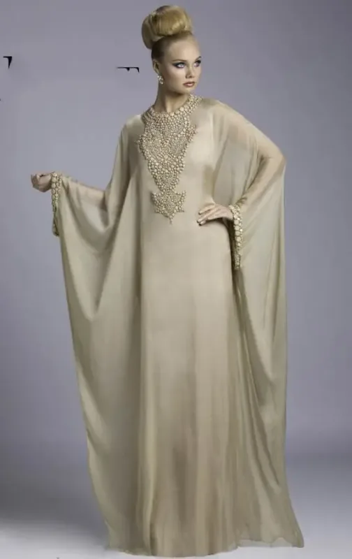 Picture of Radhe Designer Yellow Georgette Kaftan Dress for Women - F7090
