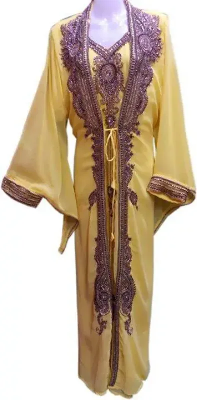 Picture of White Georgette Kaftan Dress for Women - Look 13078