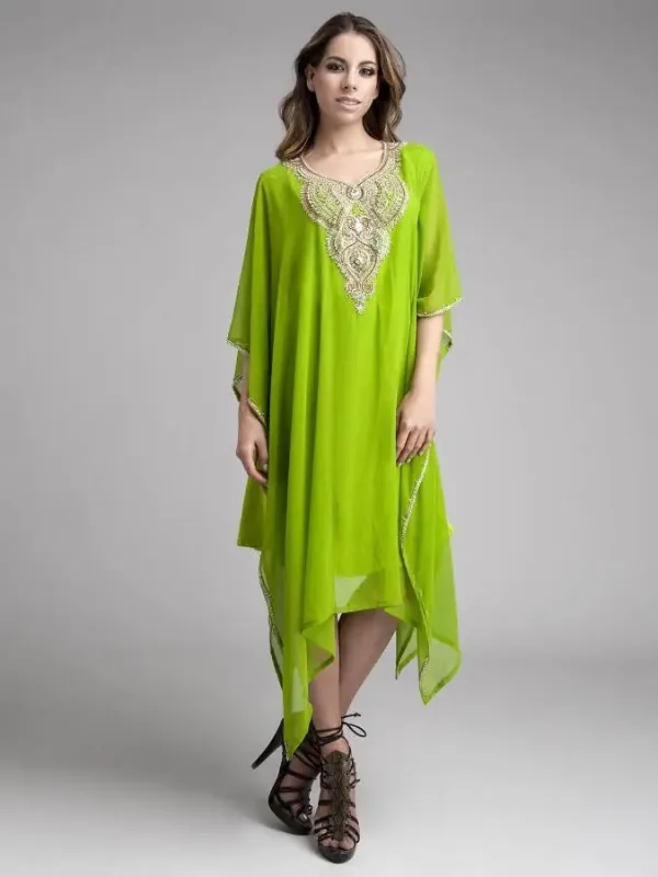 Picture of Black Georgette Kaftan Dress for Women - Look 13094