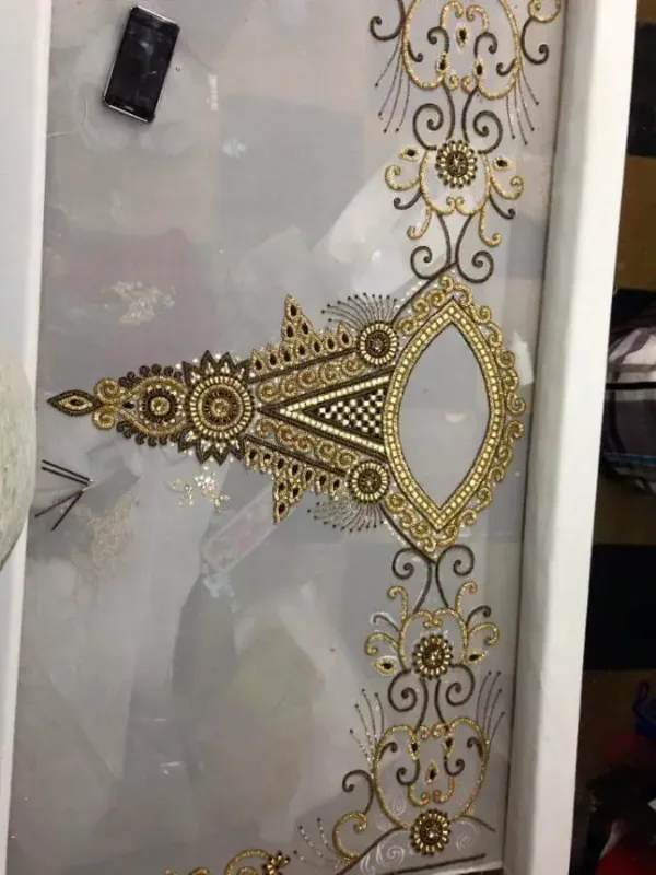Picture of Radhe Designer Gold Georgette Kaftan Dress for Women - F7165