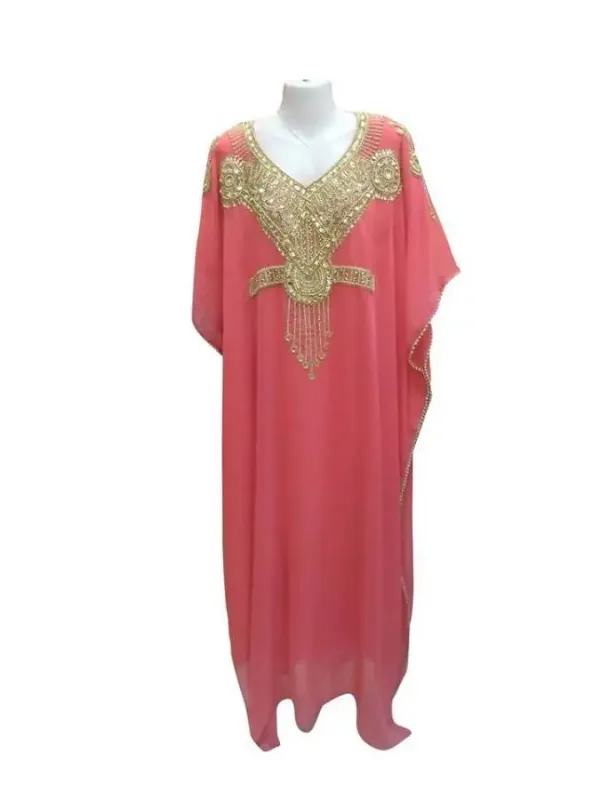 Picture of Radhe Designer Pink Cotton Kaftan Dress for Women - F7196