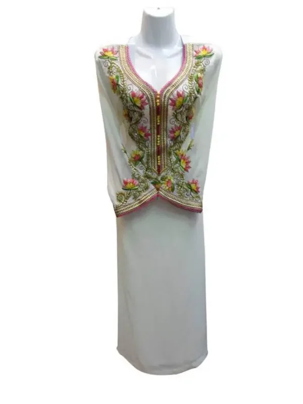Picture of White Georgette Kaftan Dress for Women - Look 13154