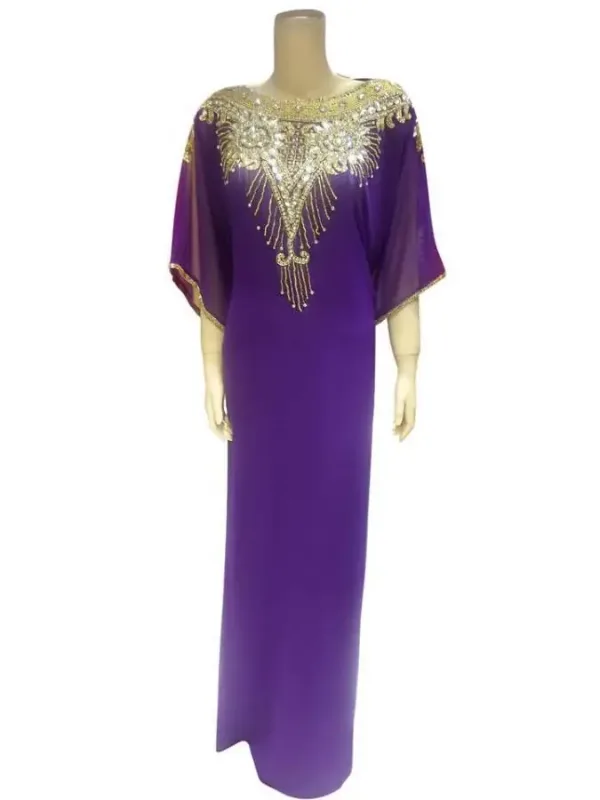 Picture of Radhe Designer Gold Georgette Kaftan Dress for Women - F7301