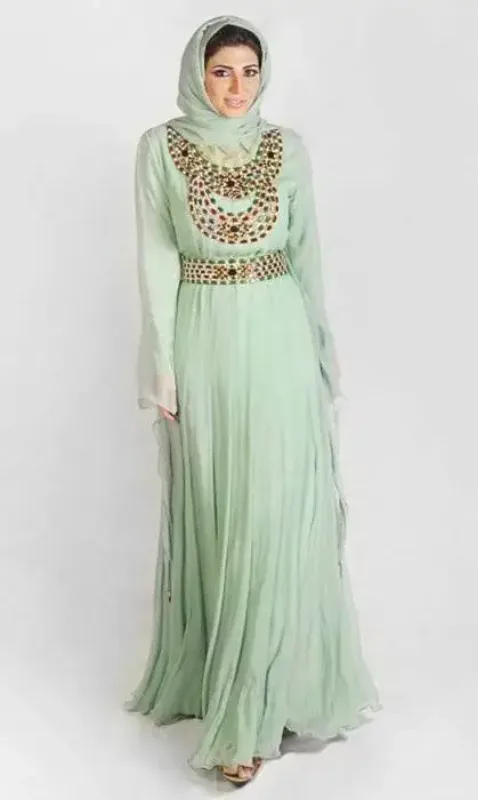 Picture of Yellow Georgette Kaftan Dress for Women - Look 13268