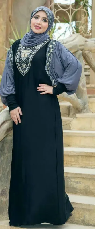 Picture of Radhe Designer Black Georgette Kaftan Dress for Women - F11215