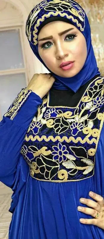 Picture of Blue Georgette Kaftan Dress for Women - Look 13357