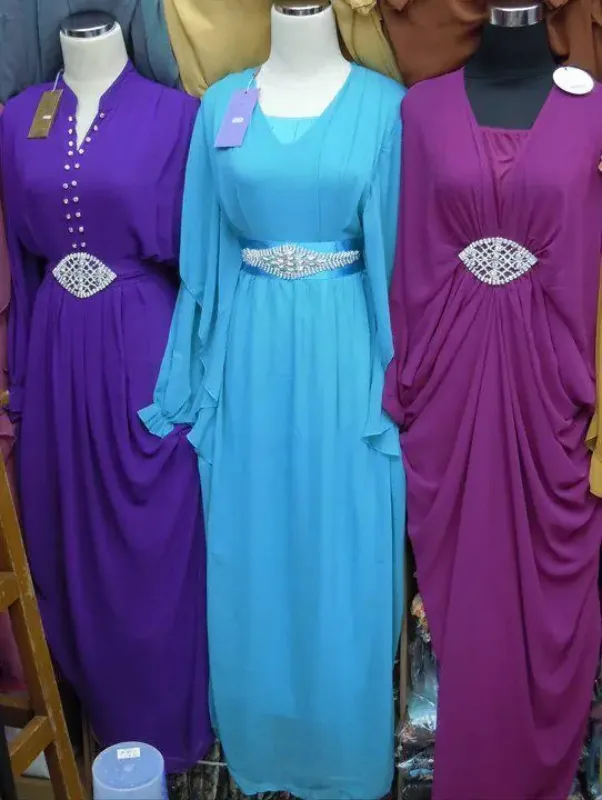 Picture of Blue Georgette Kaftan Dress for Women - Look 13381