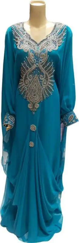 Picture of White Georgette Kaftan Dress for Women - Look 13382