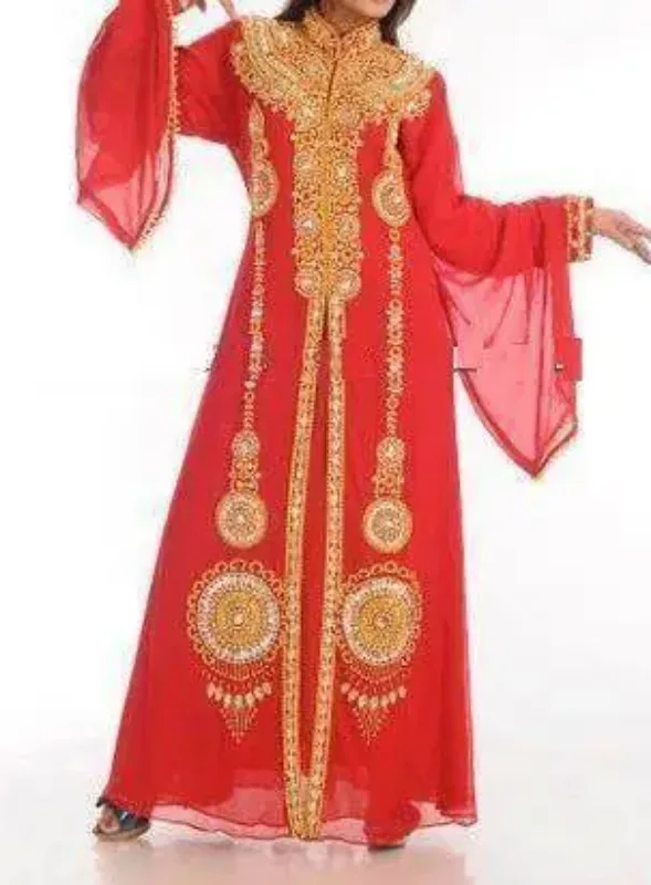 Picture of Blue Georgette Kaftan Dress for Women - Look 13383