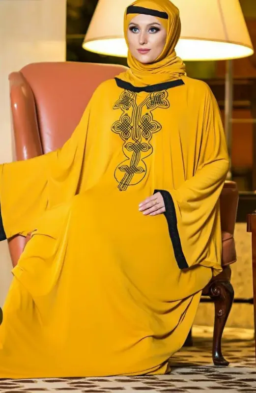Picture of Blue Georgette Kaftan Dress for Women - Look 13386