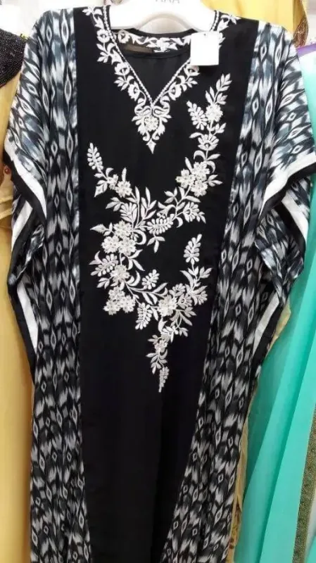Picture of Black Georgette Kaftan Dress for Women - Look 13402